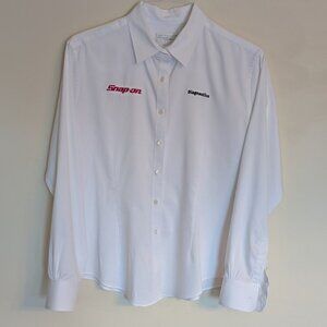Vintage Snap-on Women's White Cotton Long Sleeve Button Down Shirt | Size Large